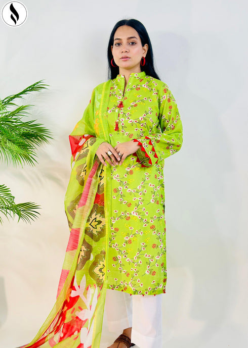 NZSC-713 Stitched 2 Piece Garden Bloom (Shirt+Dupatta) Co Ord Set Lawn